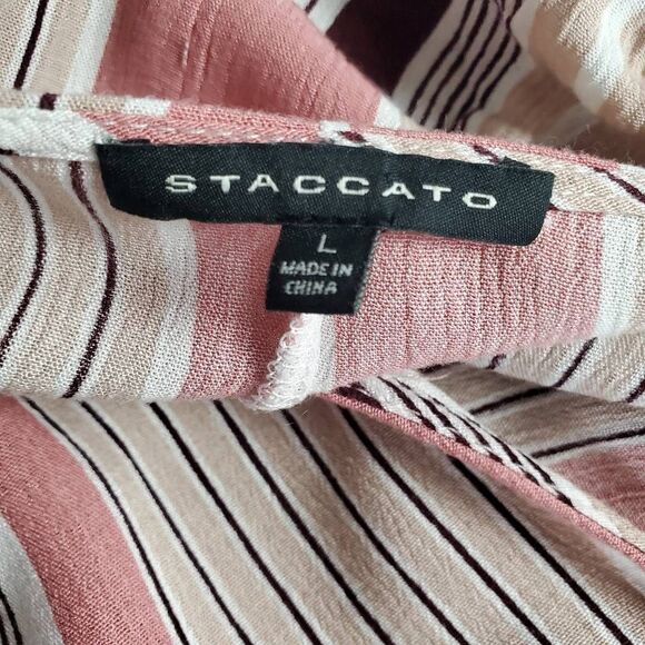 Staccato Women’s Striped Surplice Front Blouse Top Long Sleeve L - Picture 5 of 7